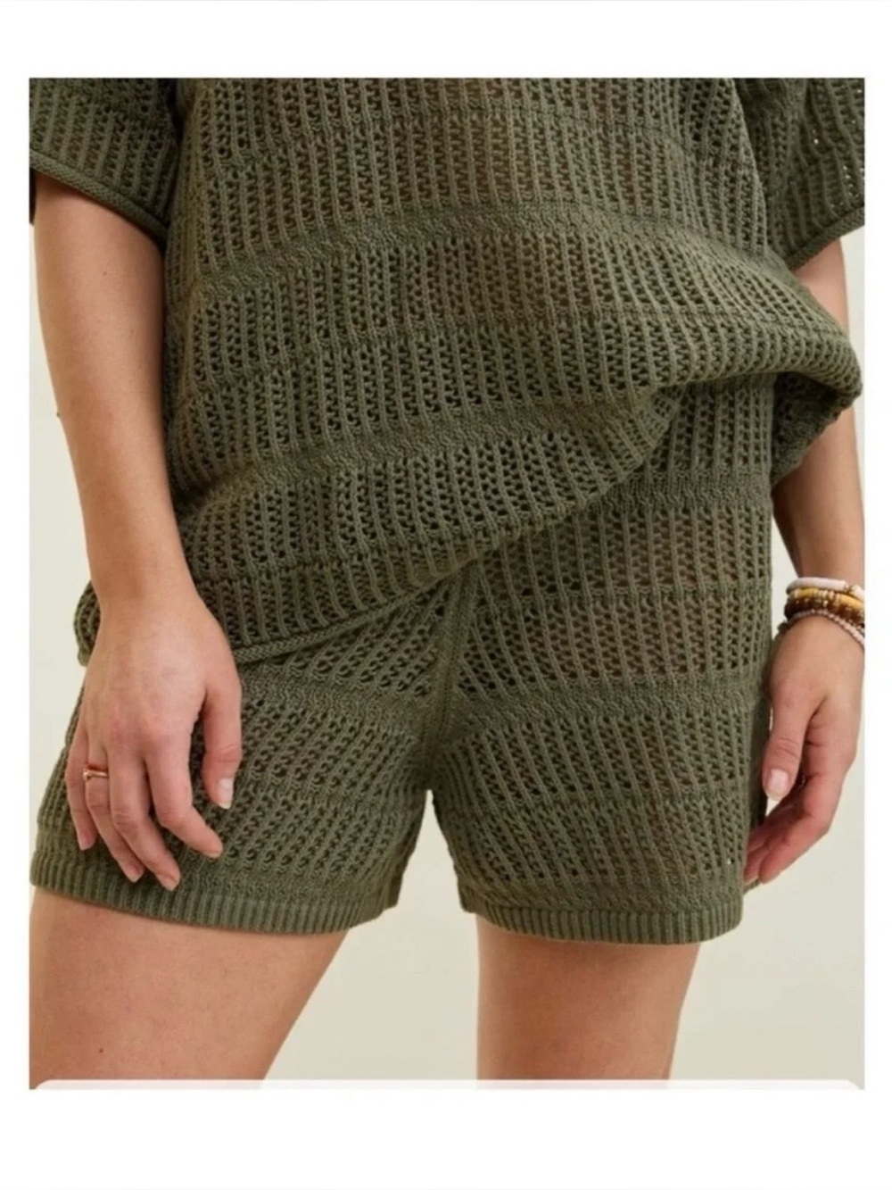 Aerie green crochet shorts